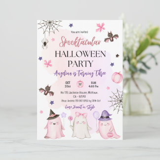 spooktacular 3rd birthday Halloween  Invitation