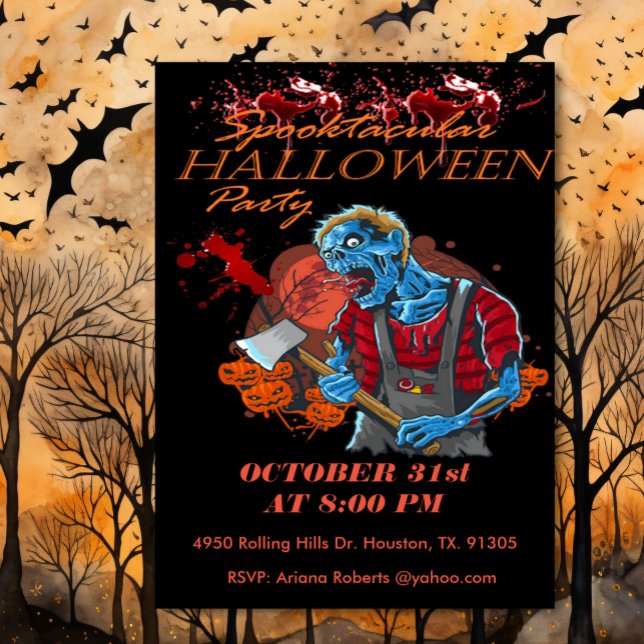 Spooktacular Adult Bloody Ghoul Halloween  Invitation (Creator Uploaded)