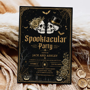 Spooktacular Adult Halloween Party Vintage Skull Invitation