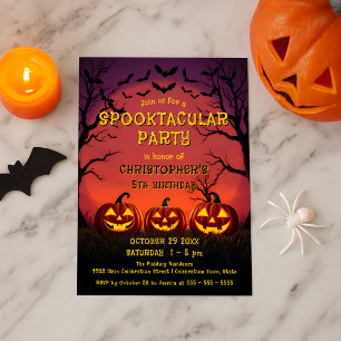 Spooktacular Bats and Jack-O'-Lanterns Halloween  Invitation