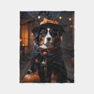 Spooktacular Bernese Dog: A Halloween Howl-o-Ween Fleece Blanket