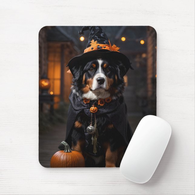 Spooktacular Bernese Dog: A Halloween Howl-o-Ween Mouse Pad (With Mouse)