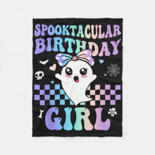 Spooktacular Birthday Cute Ghost Halloween Birthda Fleece Blanket