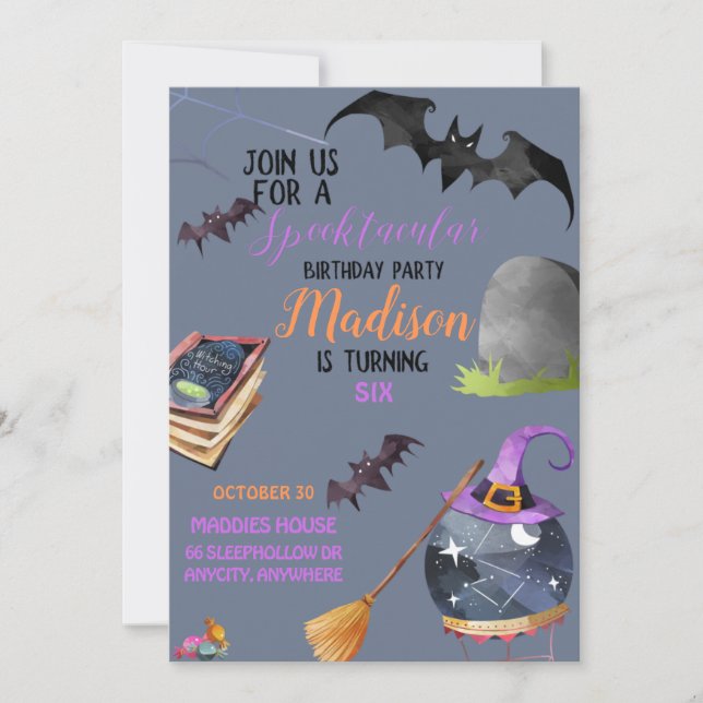Spooktacular Birthday Invitation Card (Front)
