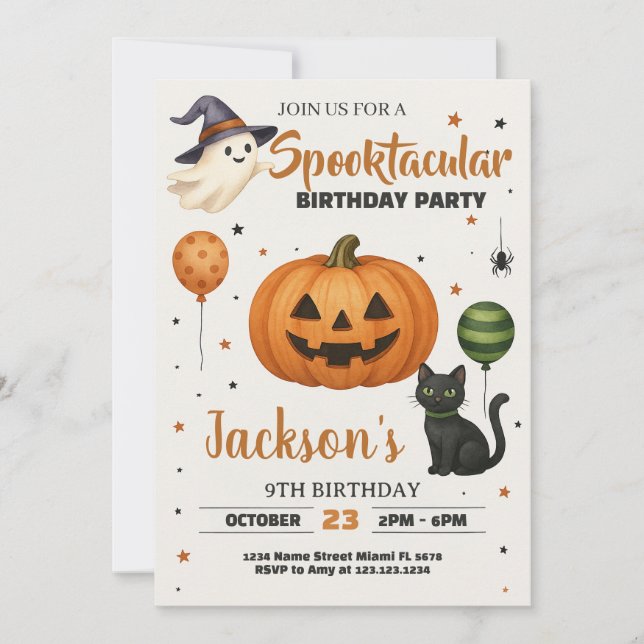 Spooktacular Birthday Party Invitation (Front)