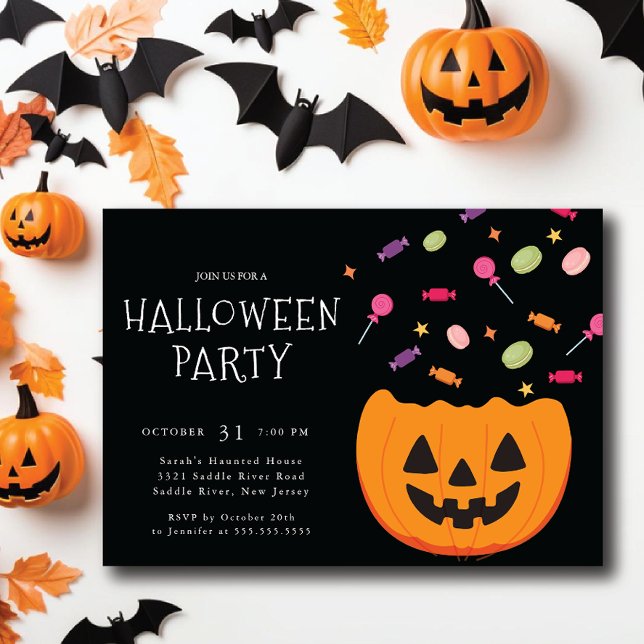 Spooktacular Candy & Pumpkin Halloween  Invitation (Creator Uploaded)