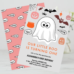 Spooktacular Cute Ghost Halloween 1st birthday Invitation