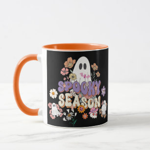 Spooktacular Cute Ghost Halloween Black Purple Mug