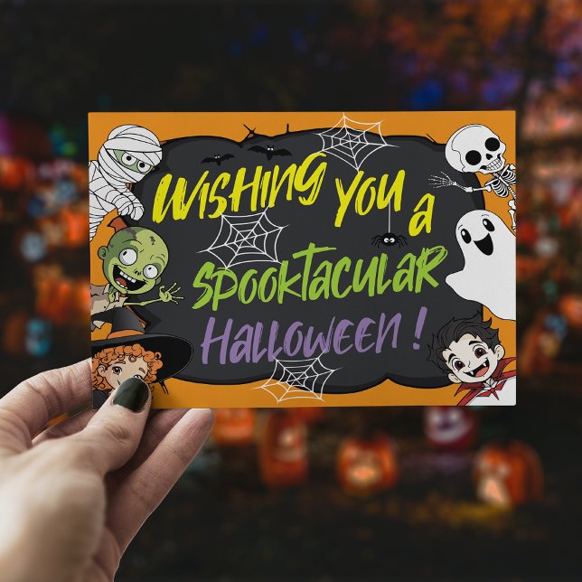 Spooktacular Cute Halloween Monster Cartoon Modern Postcard (Creator Uploaded)