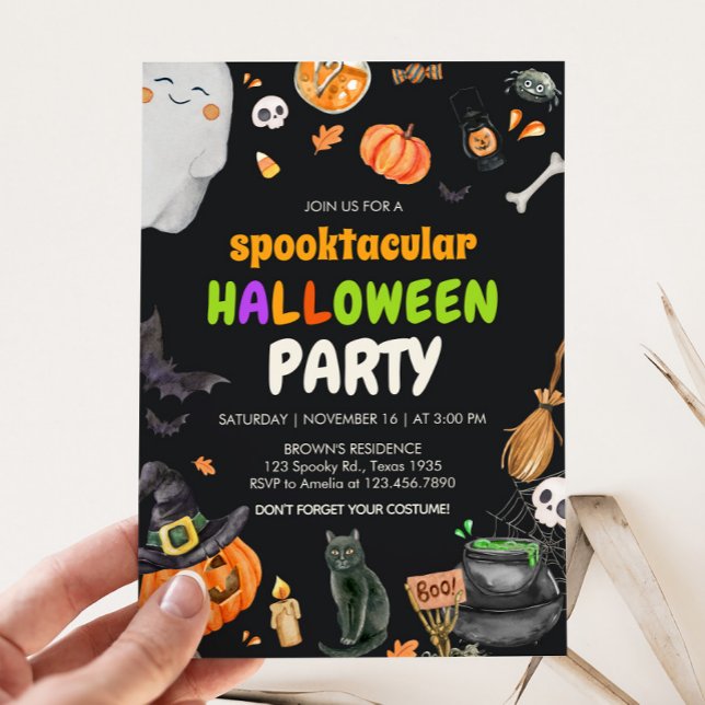 Spooktacular Cute Kids Costume Halloween Party Invitation (Spooktacular Costume Halloween Party Invitation)