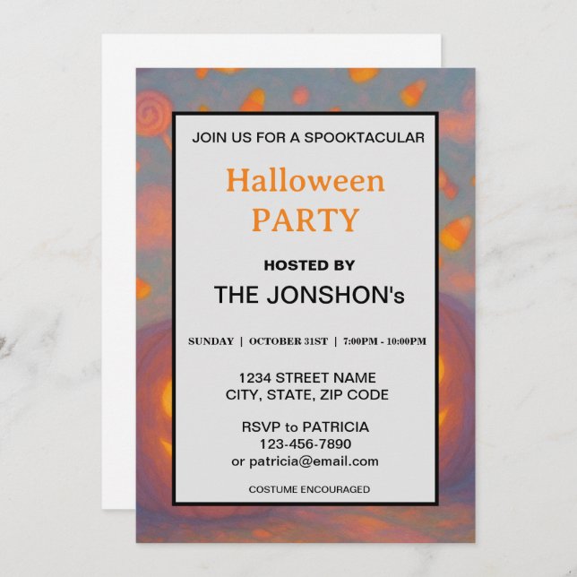 Spooktacular Dark Haunted House Halloween Party  I Invitation (Front/Back)