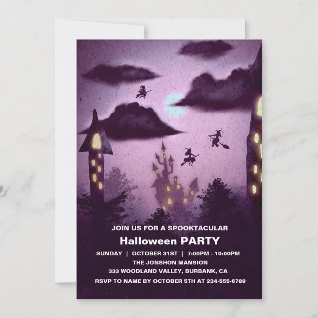 Spooktacular Dark Haunted House Halloween Party  I Invitation (Front)
