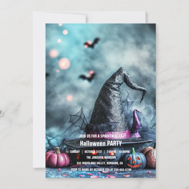 Spooktacular Dark Haunted House Halloween Party  I Invitation (Front)