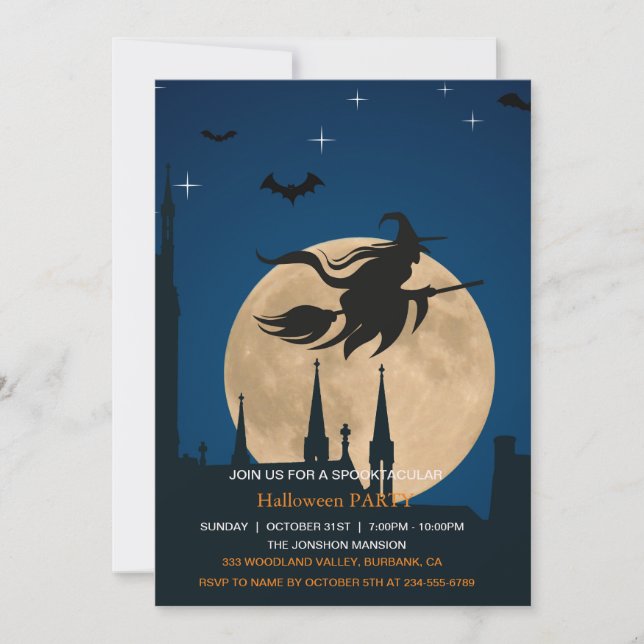 Spooktacular Dark Haunted House Halloween Party  I Invitation (Front)