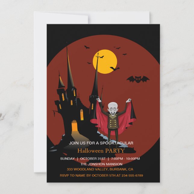 Spooktacular Dark Haunted House Halloween Party  I Invitation (Front)
