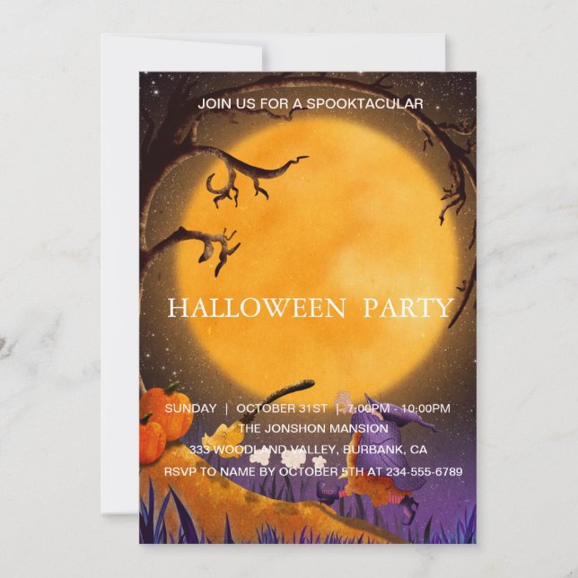 Spooktacular Dark Haunted House Halloween Party Invitation (Front)