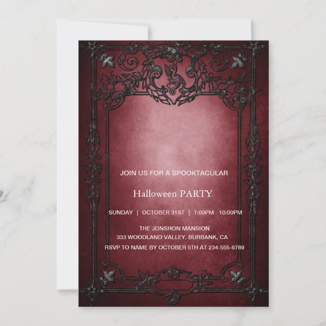 Spooktacular Dark Vintage Gothic Halloween Party Invitation (Front)