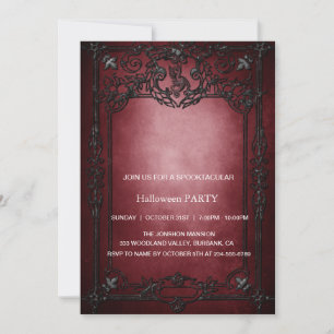 Spooktacular Dark Vintage Gothic Halloween Party Invitation