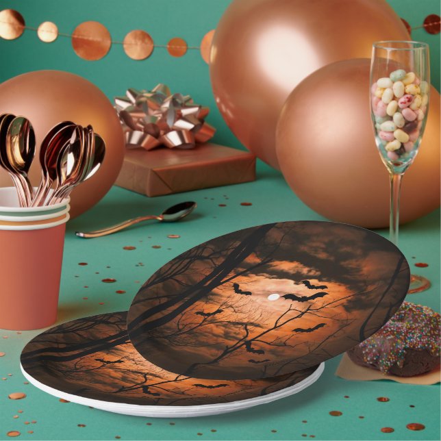 Spooktacular Full Moon Costume Party   Paper Plate (Multi)