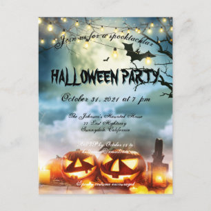 Spooktacular Full Moon Halloween Party Invitation Postcard