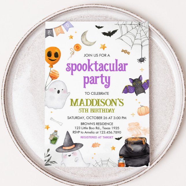Spooktacular Ghost Halloween Birthday Party Invitation (Ghost Spooktacular Halloween Birthday Party Invitation)