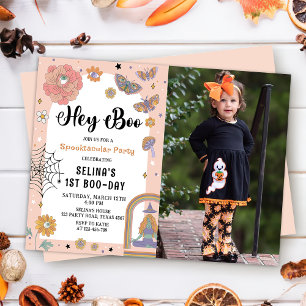 Spooktacular Ghost Halloween Girl Birthday Photo Invitation