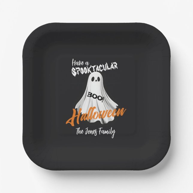 Spooktacular Ghostly Greeting Paper Plate (Front)