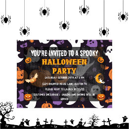 Spooktacular Ghostly kids halloween Party Invitation