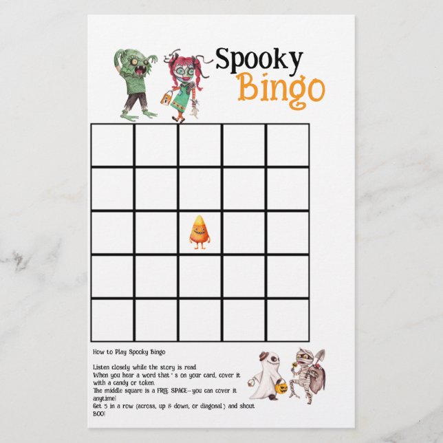 Spooktacular Halloween Bash Spooky Bingo Card (Front)