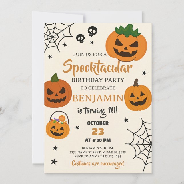 Spooktacular Halloween Birthday Invitation (Front)