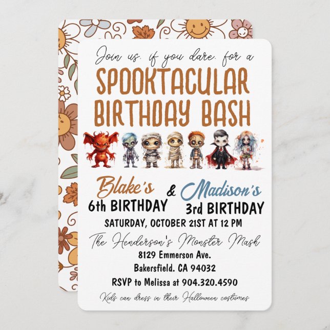 Spooktacular Halloween Birthday Invitation (Front/Back)