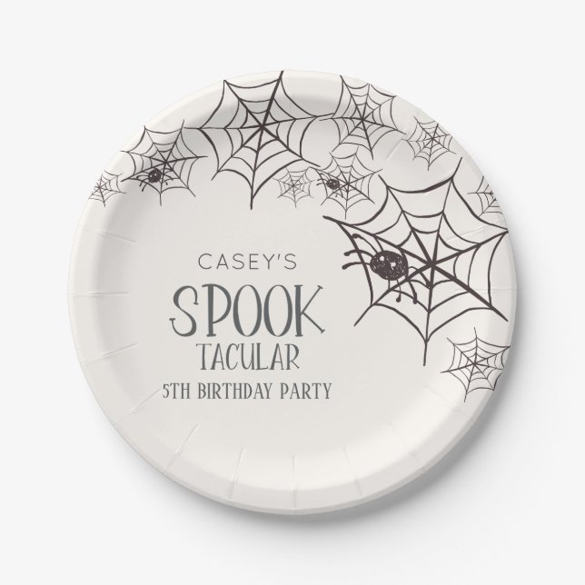 Spooktacular Halloween Birthday Party Spider Webs Paper Plate (Front)