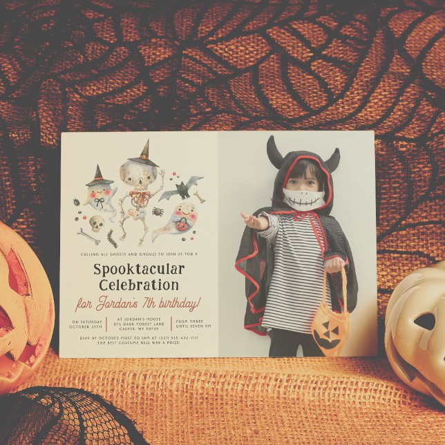 Spooktacular Halloween Boy Photo Birthday Party Invitation (Creator Uploaded)