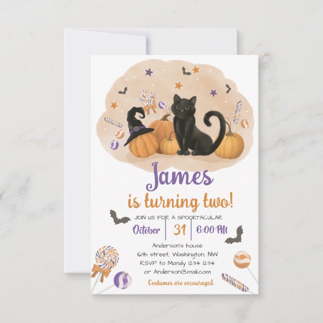 Spooktacular Halloween Candy Birthday  Invitation (Front)