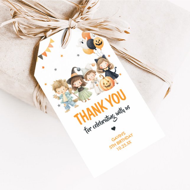 Spooktacular Halloween Costume Birthday Favour Tag (Calling All Monsters Costume Halloween Birthday Party Favor Tags)