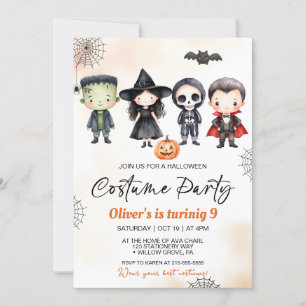 Spooktacular Halloween Costume Party  Birthday  Invitation