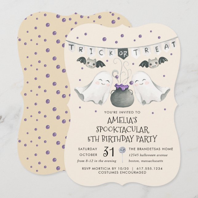 Spooktacular Halloween Ghost Birthday Party Invita Invitation (Front/Back)