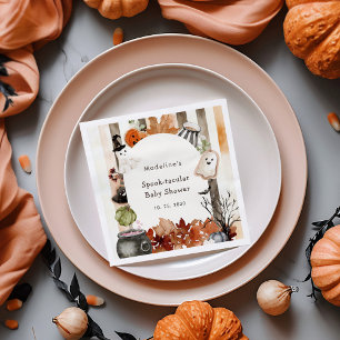 Spooktacular Halloween Ghost Pumpkin Baby Shower Napkin
