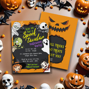 Spooktacular Halloween Monster Cartoon Kids Party Invitation
