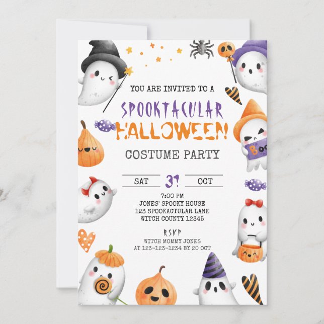Spooktacular Halloween Party, Costume, Monster Invitation (Front)