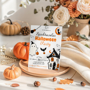 Spooktacular Halloween Party Cute Ghost Invite