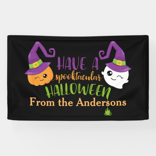 Spooktacular Halloween Party Decor Personalised Banner (Horizontal)