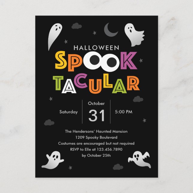 Spooktacular Halloween Party Invitation Postcard (Front)