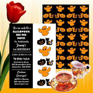 Spooktacular Halloween Pumpkins Boo 1st Birthday Invitation