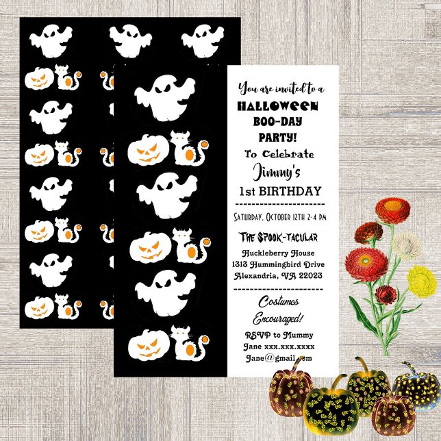 Spooktacular Halloween Pumpkins Boo 1st Birthday  Invitation (Spooktacular Halloween Pumpkins Boo 1st Birthday Invitation)