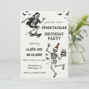 Spooktacular Halloween Skeleton Birthday Party Invitation