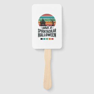 Spooktacular Halloween Vintage Engraving Shirt Des Hand Fan
