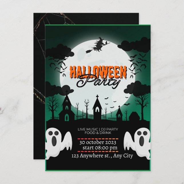 SpookTacular Haunted Castle Halloween Party Invite (Front/Back)