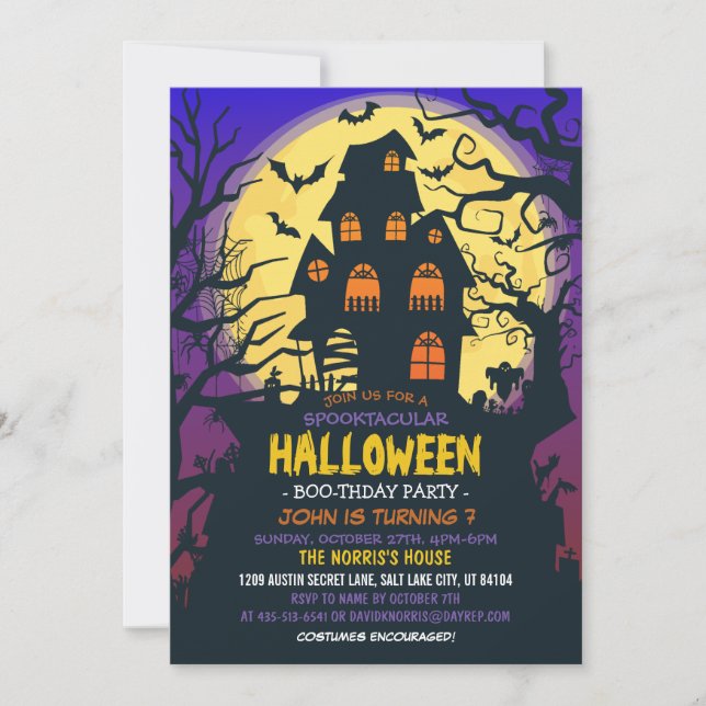 Spooktacular Kids Costume Halloween Birthday Party Invitation (Front)