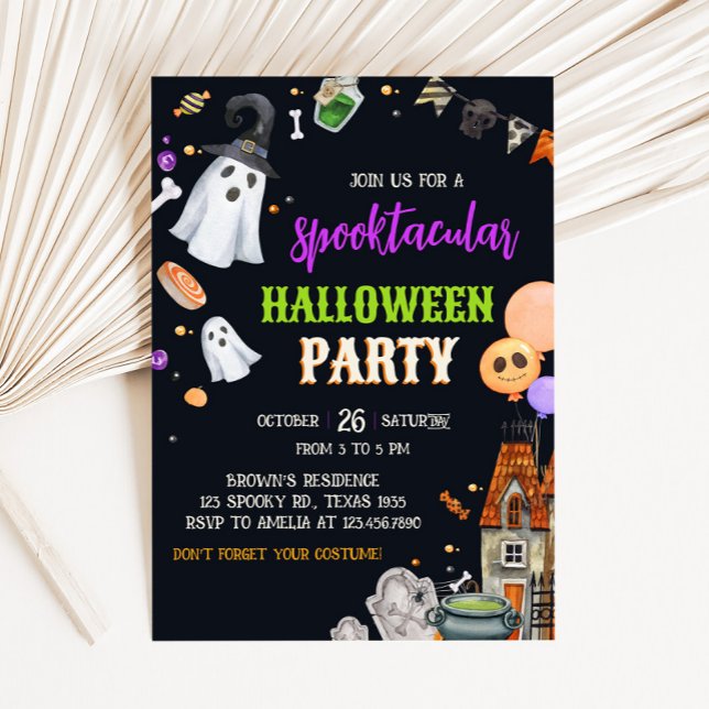 Spooktacular Kids Costume Halloween Party Invitation (Kids Spooktacular Costume Halloween Party Invitation)